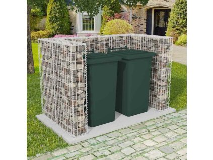 Gabionová zástěna pro 2 popelnice ocelová 180 x 100 x 120 cm 142559