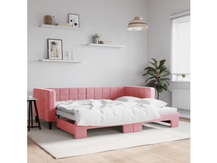Válenda s přistýlkou růžová 90 x 200 cm samet 3196694