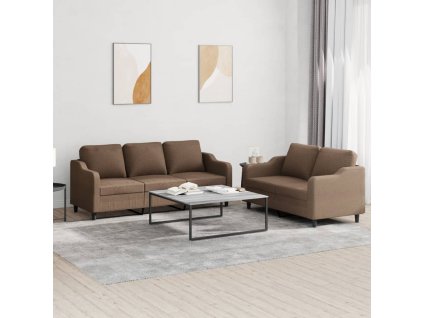 2dílná sedací souprava s poduškami hnědá textil 3201837