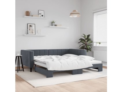 Válenda s přistýlkou tmavě šedá 100 x 200 cm samet 3196699