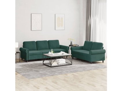 2dílná sedací souprava s poduškami tmavě zelená samet 3202252