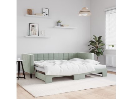 Válenda s přistýlkou světle šedá 80 x 200 cm samet 3196684