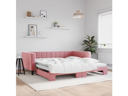 Válenda s přistýlkou růžová 100 x 200 cm samet 3196701
