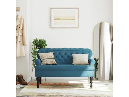 Lavice s opěradlem modrá 119,5 x 64,5 x 75 cm samet 372164