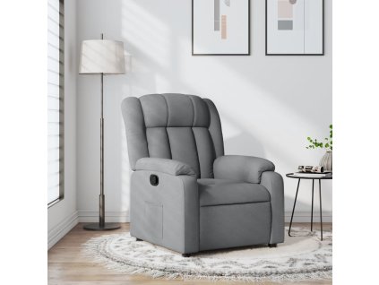 Polohovací křeslo světle šedé textil 373574