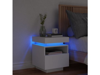 Noční stolek s LED osvětlením bílý 40 x 39 x 48,5 cm 836784