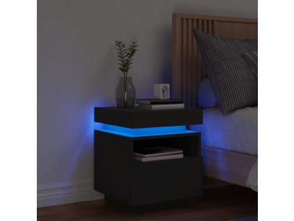 Noční stolek s LED osvětlením černý 40 x 39 x 48,5 cm 836786