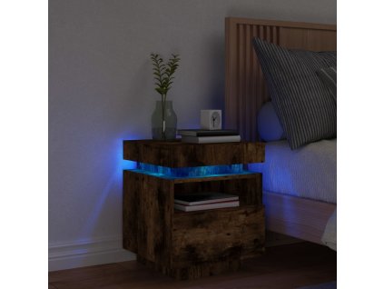 Noční stolek s LED osvětlením kouřový dub 40 x 39 x 48,5 cm 836792