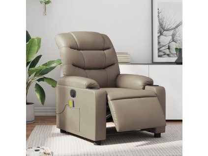 Elektrické masážní polohovací křeslo cappuccino umělá kůže 3206598