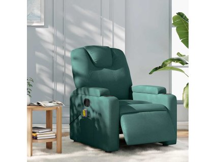 Elektrické masážní polohovací křeslo tmavě zelené textil 3204362