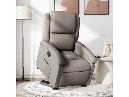 Elektrické zvedací polohovací křeslo taupe textil 3204196