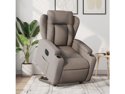 Elektrické zvedací polohovací křeslo taupe textil 3204514
