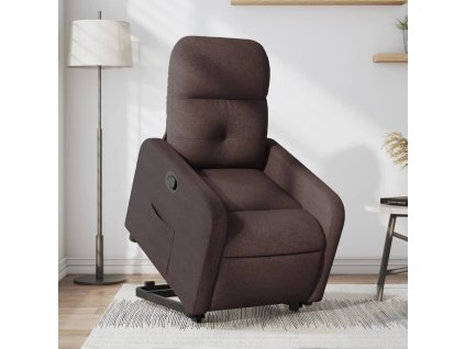 Zvedací polohovací křeslo tmavě hnědé textil 3206800