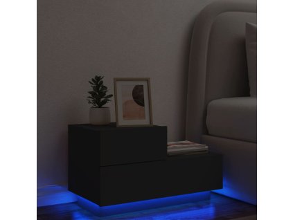 Noční stolek s LED osvětlením černý 70 x 36 x 40,5 cm 836778