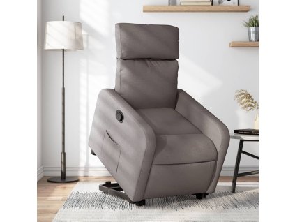Zvedací polohovací křeslo taupe textil 3206706