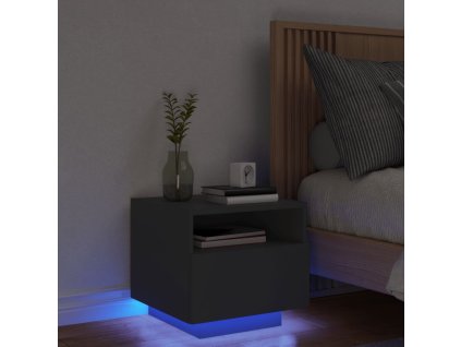 Noční stolek s LED osvětlením černý 40 x 39 x 37 cm 836800