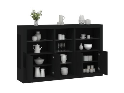 Příborník s LED osvětlením černý 162 x 37 x 100 cm 3209171