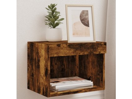 Noční stolky s LED osvětlením nástěnné 2 ks kouřový dub 837122