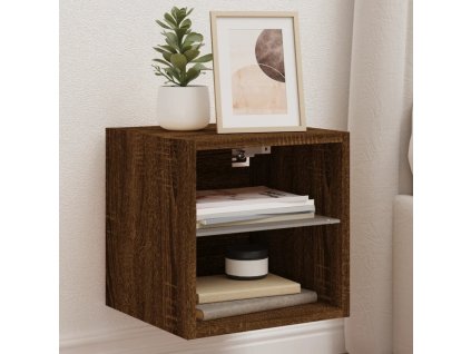 Nástěnná TV skříňka s LED osvětlením hnědý dub 30x28,5x30 cm 836985