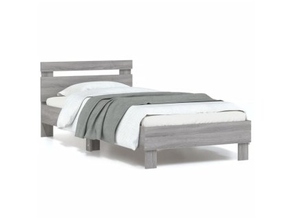 Rám postele s čelem a LED osvětlením šedý sonoma 90 x 200 cm 838720