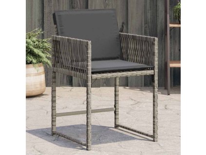 Zahradní židle s poduškami 4 ks polyratan šedé 365019
