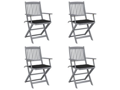 Skládací zahradní židle s poduškami 4 ks masivní akáciové dřevo 3064516