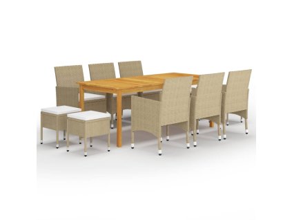 11dílný zahradní jídelní set béžový 3067873