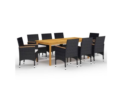 9dílný zahradní jídelní set černý 3067865