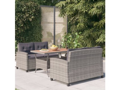 3dílný zahradní jídelní set polyratan a masivní akáciové dřevo 3095250