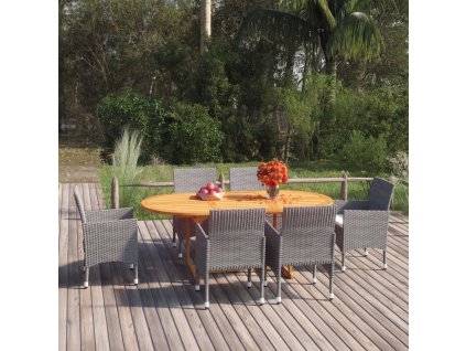 7dílný zahradní jídelní set polyratan šedý 3070752