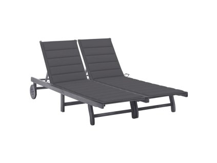 Zahradní lehátko pro 2 osoby s poduškou šedé masivní akácie 3061389