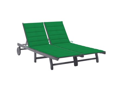 Zahradní lehátko pro 2 osoby s poduškou šedé masivní akácie 3061394