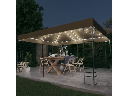 Altán se světelnými LED řetězy 3 x 4 m taupe 3070310