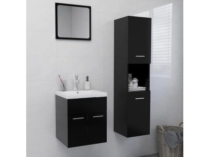 Set koupelnového nábytku černý dřevotříska 3070947