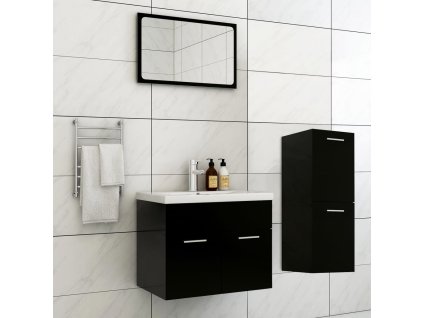 Set koupelnového nábytku černý dřevotříska 3071181