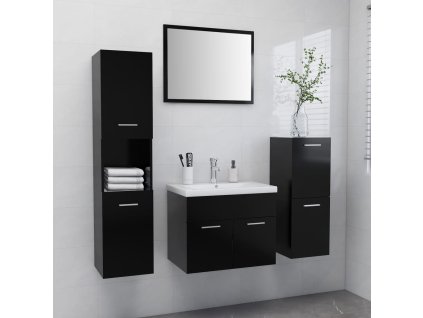Set koupelnového nábytku černý dřevotříska 3071361