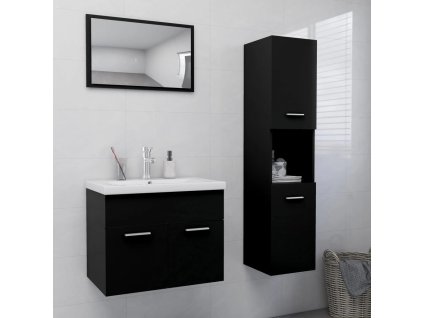 Set koupelnového nábytku černý dřevotříska 3071406