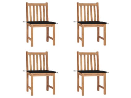 Zahradní židle 4 ks s poduškami masivní teak 3073095
