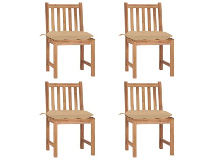 Zahradní židle 4 ks s poduškami masivní teak 3073106