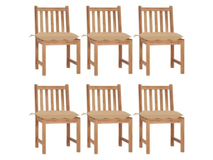 Zahradní židle 6 ks s poduškami masivní teak 3073133
