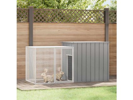 Klec pro králíky šedá 200 x 91 x 100 cm pozinkovaná ocel 3155528