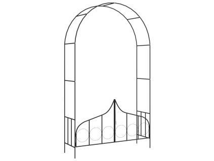 Zahradní oblouk s bránou černý 138 x 40 x 238 cm železo 47092
