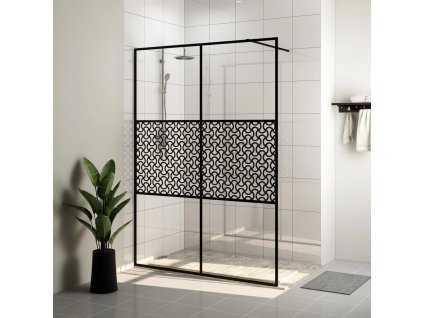 Zástěna do průchozí sprchy čiré ESG sklo 140 x 195 cm černá 151032