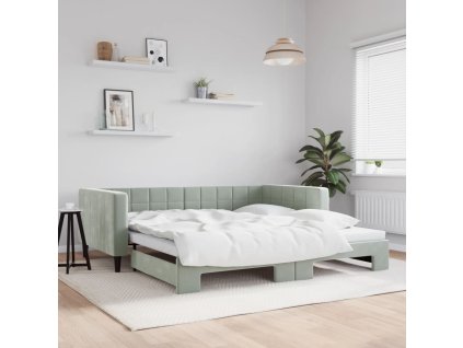 Válenda s přistýlkou světle šedá 100 x 200 cm samet 3196698