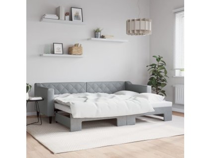 Válenda s přistýlkou světle šedá 80 x 200 cm textil 3197421