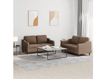 2dílná sedací souprava s poduškami hnědá textil 3201805