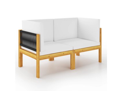 Dvoumístná zahradní lavice s polštáři, akácie a provaz 3068853