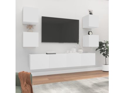 6dílný set TV skříněk bílý kompozitní dřevo 3114254