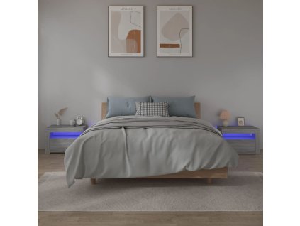 Noční stolky 2 ks s LED osvětlením šedé sonoma 60 x 35 x 40 cm 3144973