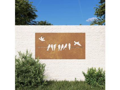 Zahradní nástěnná dekorace 105 x 55 cm cortenová ocel Pták 824496
